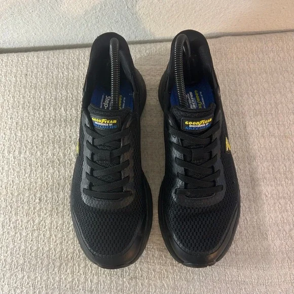 Skechers Hands Free Step-Ins Goodyear Black Slip Resistant  Women's Sneakers 7.5 - Picture 10 of 14